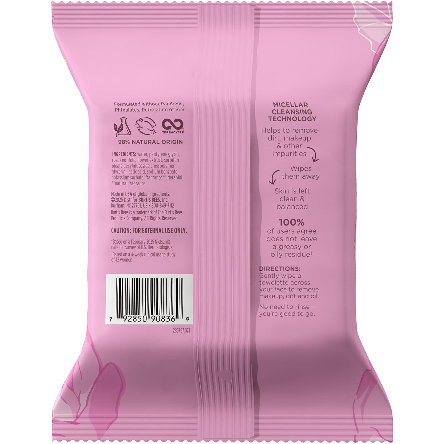 Burt's Bees Rose Water Micellar Cleansing Cloths – Housewarming Gift for Women, Natural Skincare Bundle