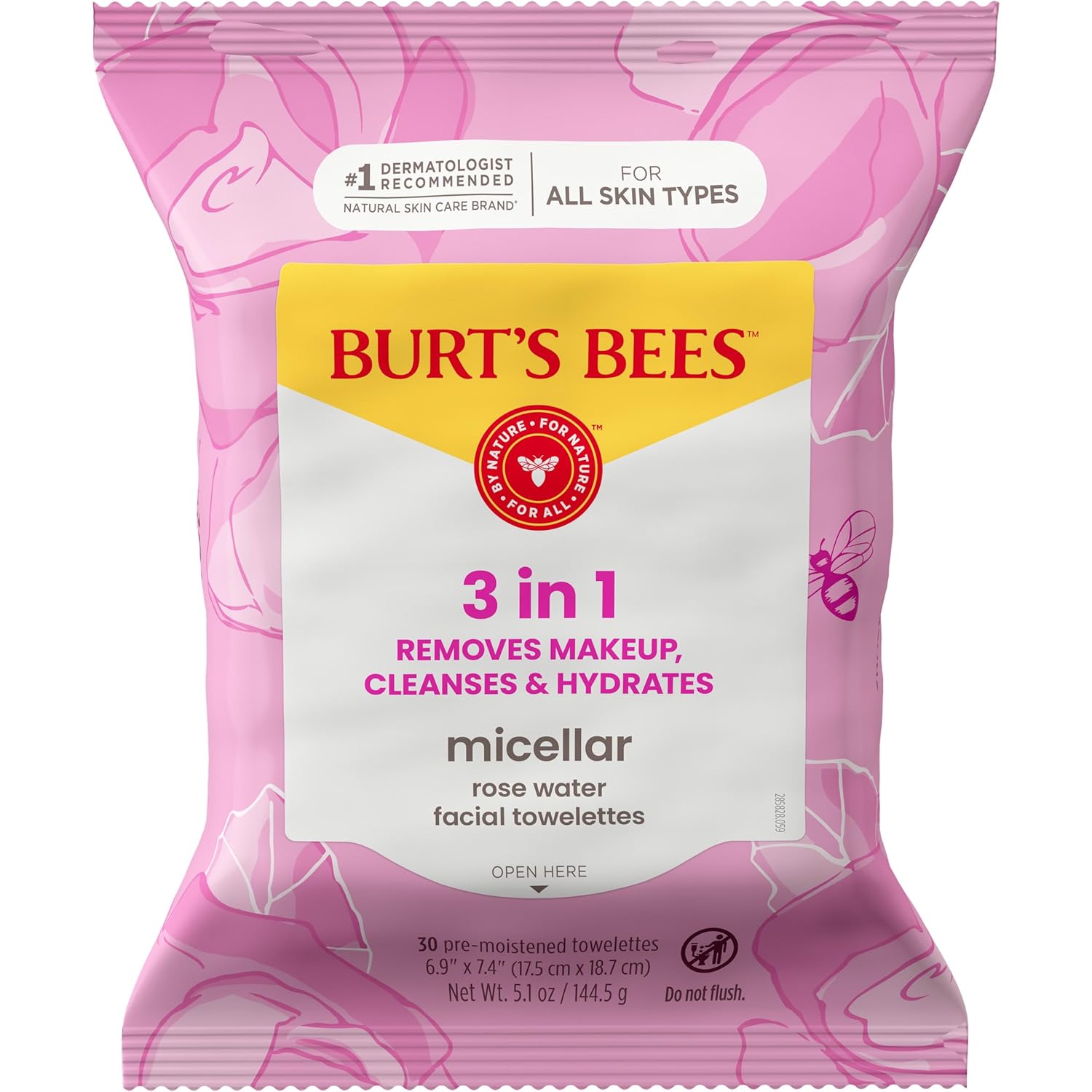 Burt's Bees Rose Water Micellar Cleansing Cloths – Housewarming Gift for Women, Natural Skincare Bundle