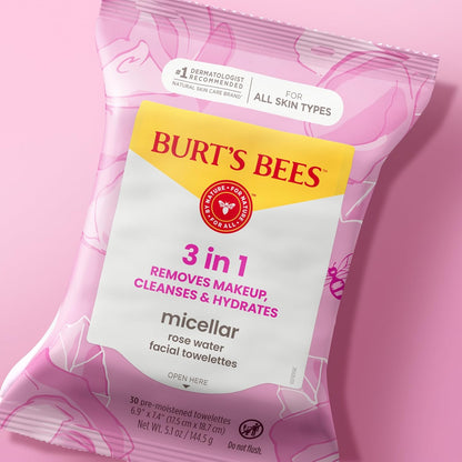 Burt's Bees Rose Water Micellar Cleansing Cloths – Housewarming Gift for Women, Natural Skincare Bundle