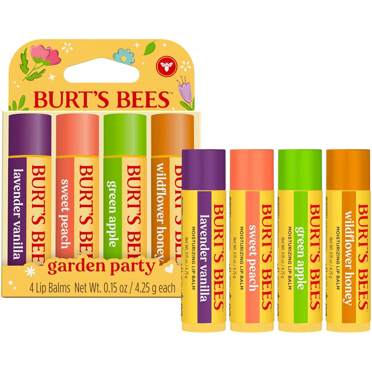 Burt's Bees Shea Butter Lip Balm Set – Mindful Self Care Ritual for Soft Lips, Natural Beeswax Tubes