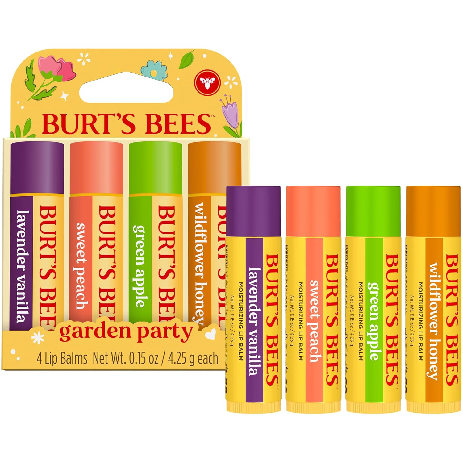 Burt's Bees Shea Butter Lip Balm Set – Mindful Self Care Ritual for Soft Lips, Natural Beeswax Tubes