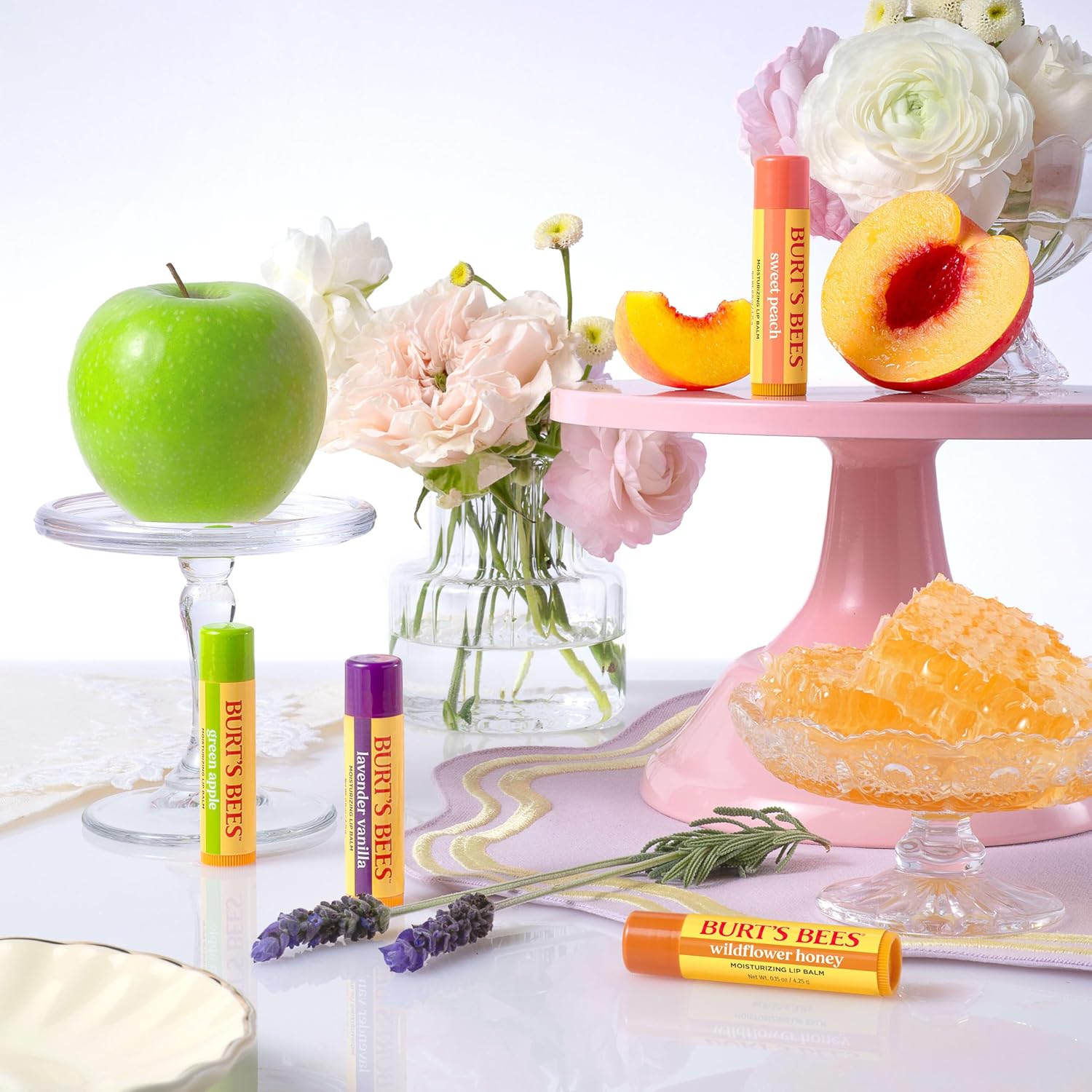 Burt's Bees Shea Butter Lip Balm Set – Mindful Self Care Ritual for Soft Lips, Natural Beeswax Tubes