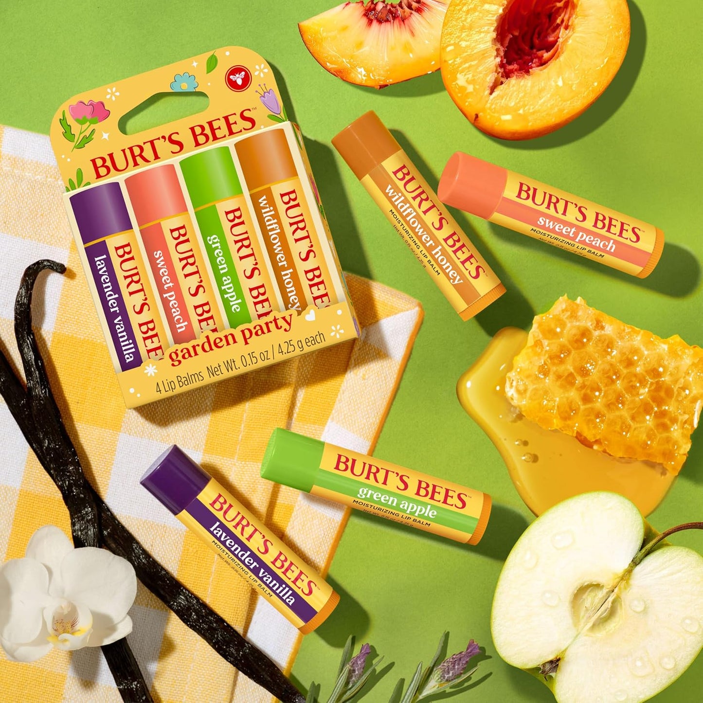 Burt's Bees Shea Butter Lip Balm Set – Mindful Self Care Ritual for Soft Lips, Natural Beeswax Tubes