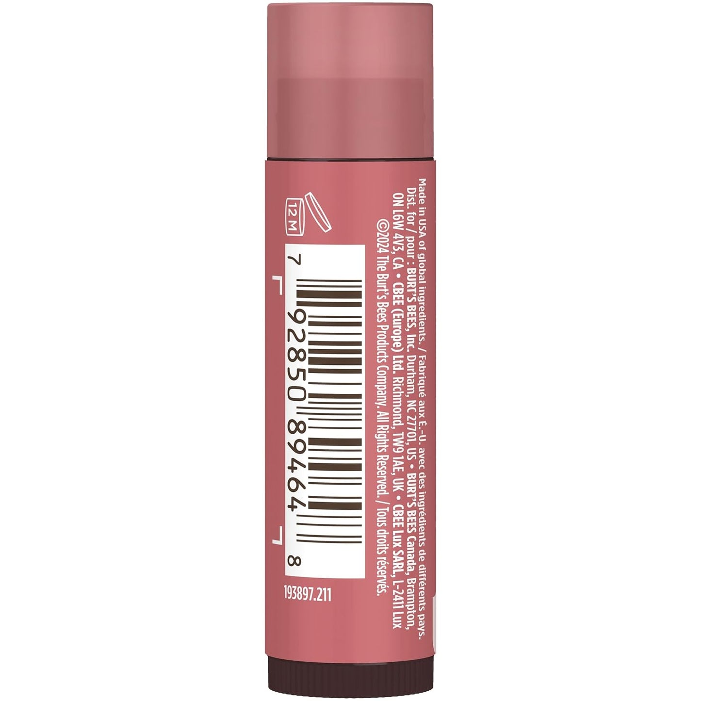 Burt's Bees Tinted Lip Balm – Travel Size Lip Moisturizer for Camping Trips, Durable 0.3 oz Tube for the Trail
