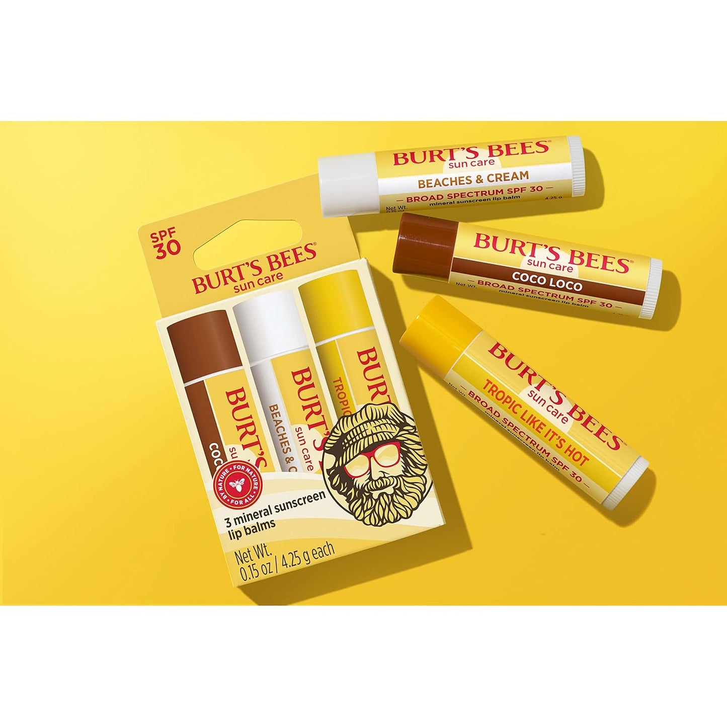 Burt's Bees Tropical Lip Balm Trio Island Getaway – Stocking Stuffer and Care Package Favorite