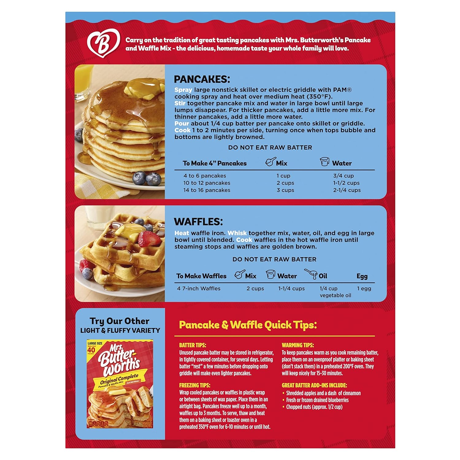buttermilk-flavored complete pancake and waffle mix