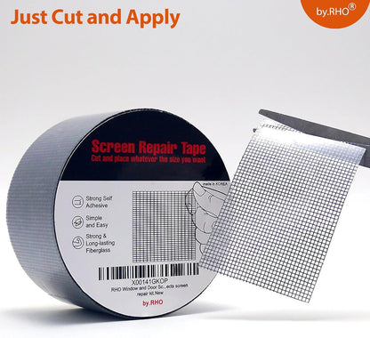 by.RHO Window Screen Repair Tape – Discreet Black and Gray Fiberglass Patch, Clean Invisible-Look Screen Fix