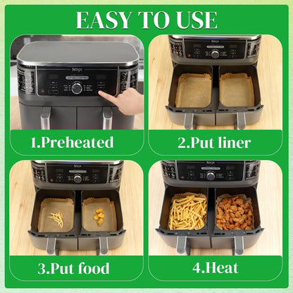 BYKITCHEN Rectangle Disposable Parchment Liners 8.5x5.5 – Clutter Free Air Fryer Cooking