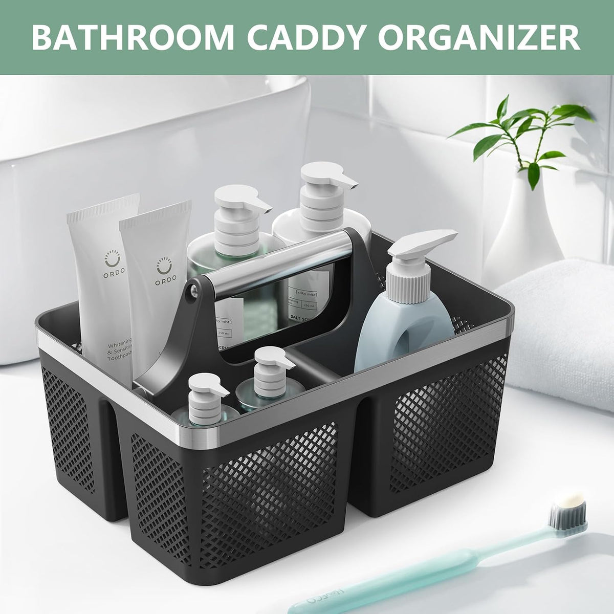 BYUNER Shower Caddy Portable – Parent-Approved Cleaning Caddy for Kids' Bath Toy Storage, Lightweight Drainage Shower Bin