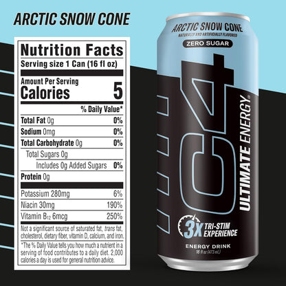 C4 Ultimate Pre Workout Energy Drink Birthday Gift for Fitness Enthusiast and Gamer, 16oz Pack of 12