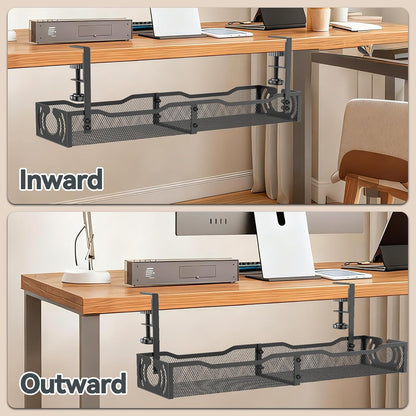 Cable Management – Living Room Desk Cable Concealer, White No-Drill Tray for Cozy Home Aesthetic