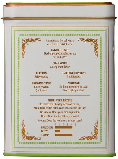 caffeine-free herbal formulation made from 100% peppermint leaves