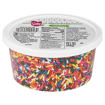 Cake Mate Rainbow Jimmies Sprinkles – Kid-Safe Dessert Topping for Birthday Party Cakes and Cupcakes, 10.5 oz Resealable Tub
