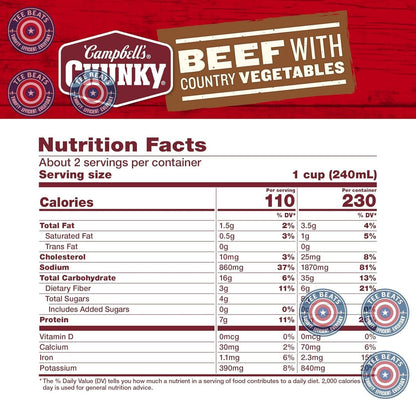 Campbell's Chunky Beef Soup – Hearty Campfire Dinner for Tent and Cabin Trips, 18.8 Oz Can
