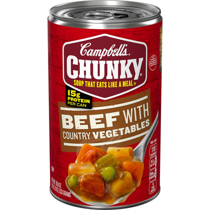 Campbell's Chunky Beef Soup – Hearty Campfire Dinner for Tent and Cabin Trips, 18.8 Oz Can
