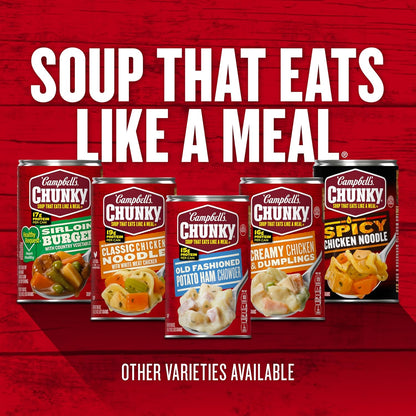 Campbell's Chunky Pub-Style Chicken Pot Pie Soup, 18.8 oz Can – Fast Microwavable Desk Lunch for Office and Home Office
