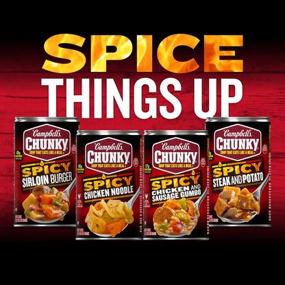 Campbell's Chunky Spicy Sausage Mac Soup, 18.8 oz Can – Quick Desk Lunch for Busy Professionals and Remote Workers