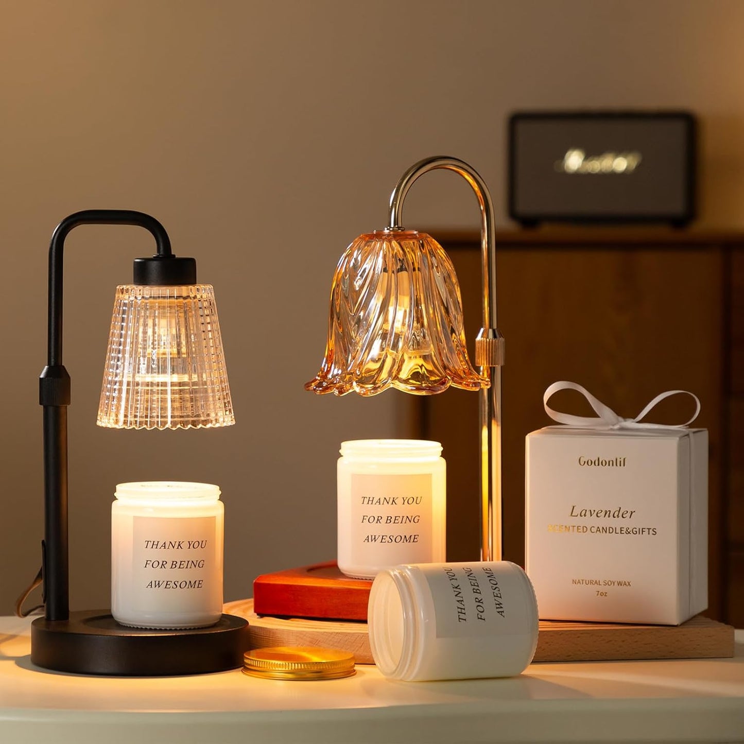 Candle Warmer Lamp – Flameless Candle Alternative for Homes with Kids and Pets, Timer Auto Shutoff
