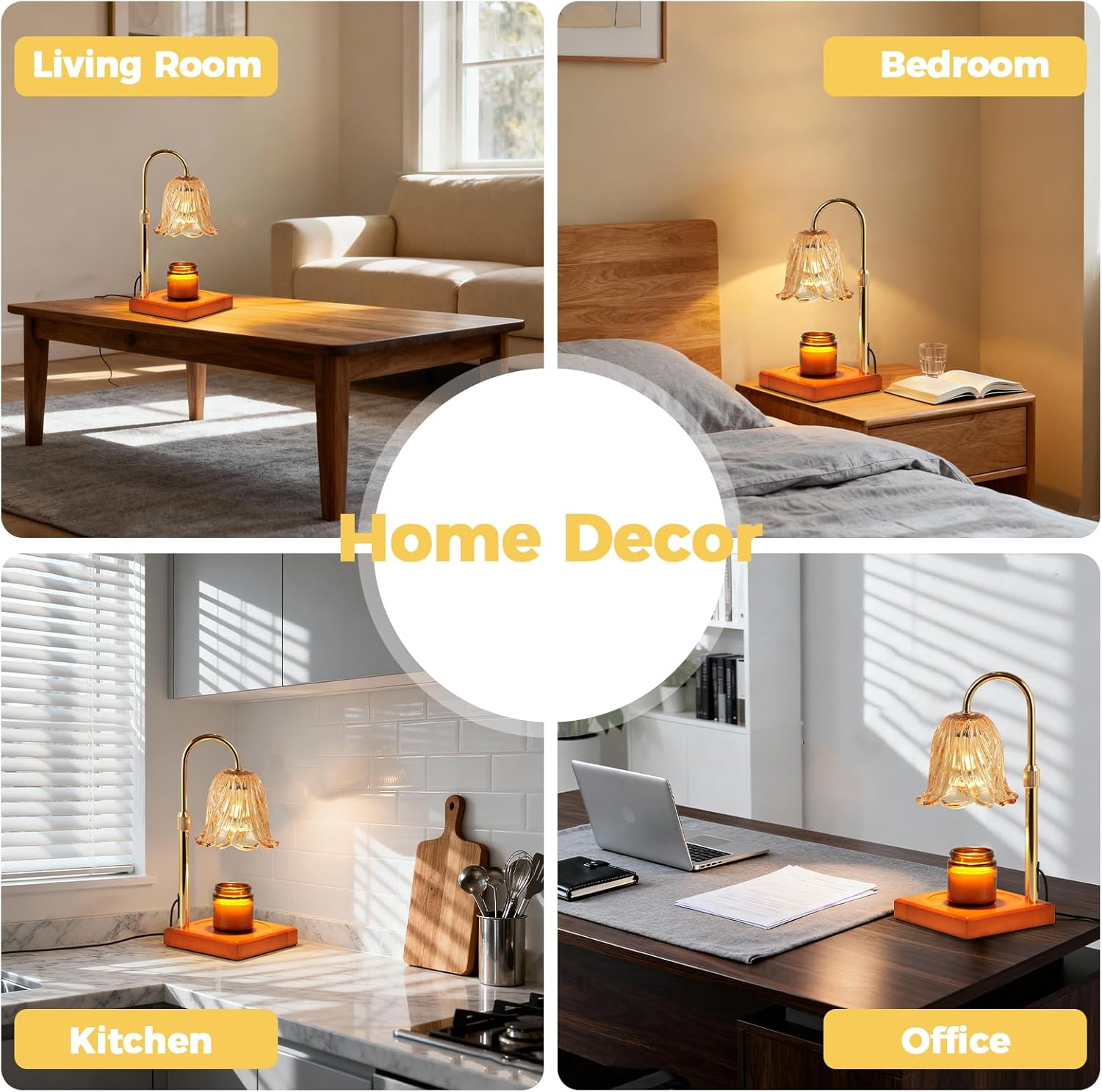 Candle Warmer Lamp – Flameless Candle Alternative for Homes with Kids and Pets, Timer Auto Shutoff