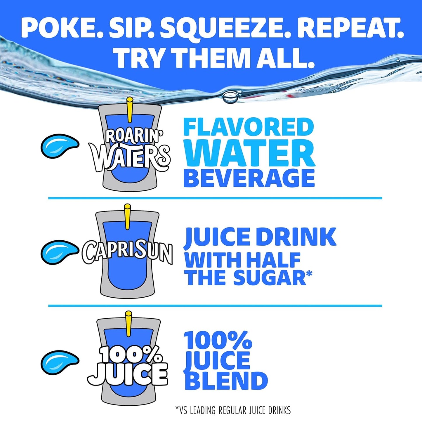 Capri Sun Roarin' Waters Tropical Punch – Low-Sugar Fridge Stock Drink for Health-Conscious Families, 40 ct