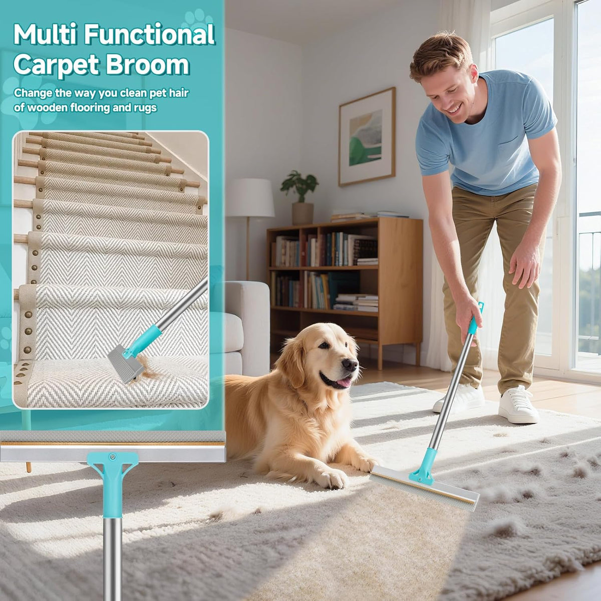 Carpet Rake for Pet Hair Removal Tool – Clutter-Free Living for Modern Minimalist Homes