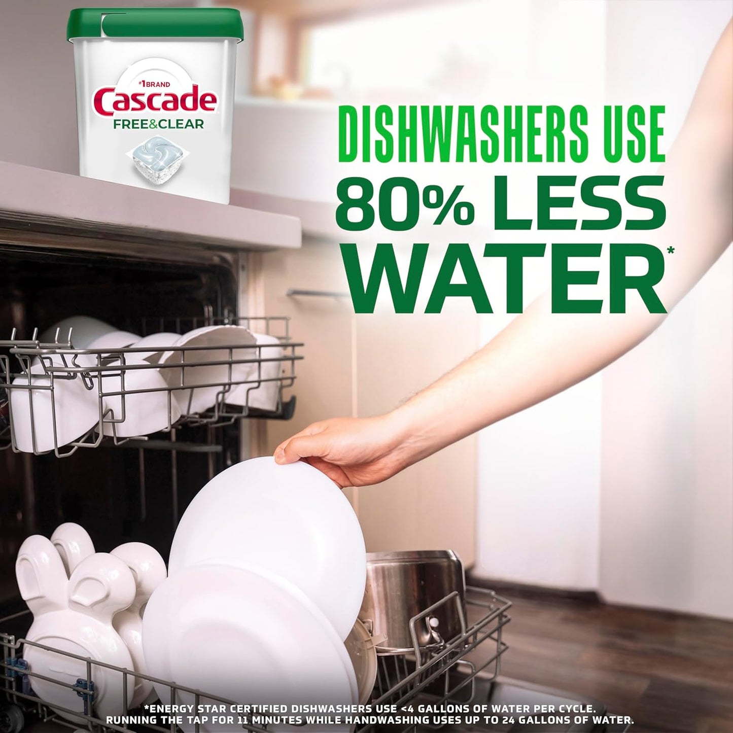 Cascade Free & Clear ActionPacs – Child-Safe Dish Detergent, Septic-Safe Plumbing Formula 47ct