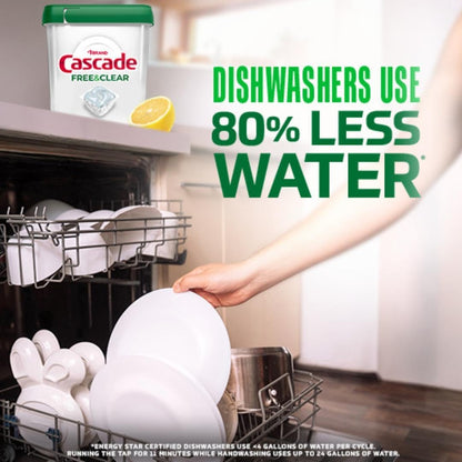 Cascade Free & Clear Dishwasher Pods for Septic-Safe Kitchens, Phosphate and Chlorine-Bleach-Free Dishwashing