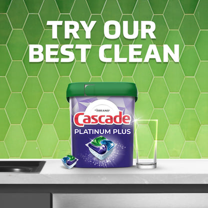 Cascade Platinum ActionPacs for Sustainable Living, Low-Waste Lemon Dishwasher Pods
