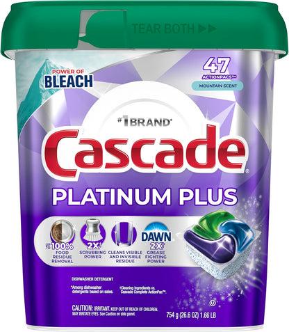 Cascade Platinum Plus Dishwasher Pods – Balanced Home Entertaining Cleanup, 2X Grease-Fighting Dish Pods