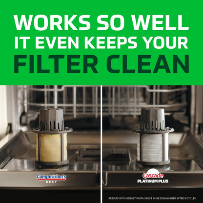 Cascade Platinum Plus Dishwasher Soap for Heavy-Duty Family Loads, Faster After-Dinner Cleanup