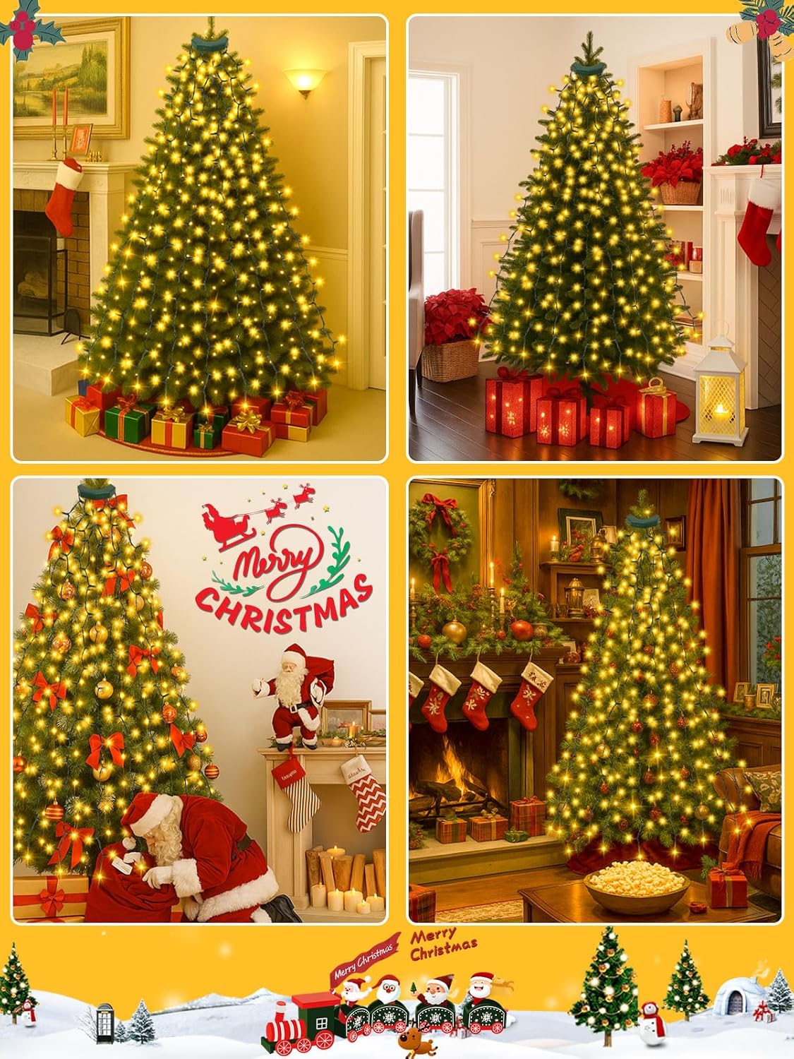 Cascadia Lights Smart Christmas Tree Lights for Cozy Bedroom & Mantel Decor, Warm White Waterfall Lights with Voice Control and 6h Timer
