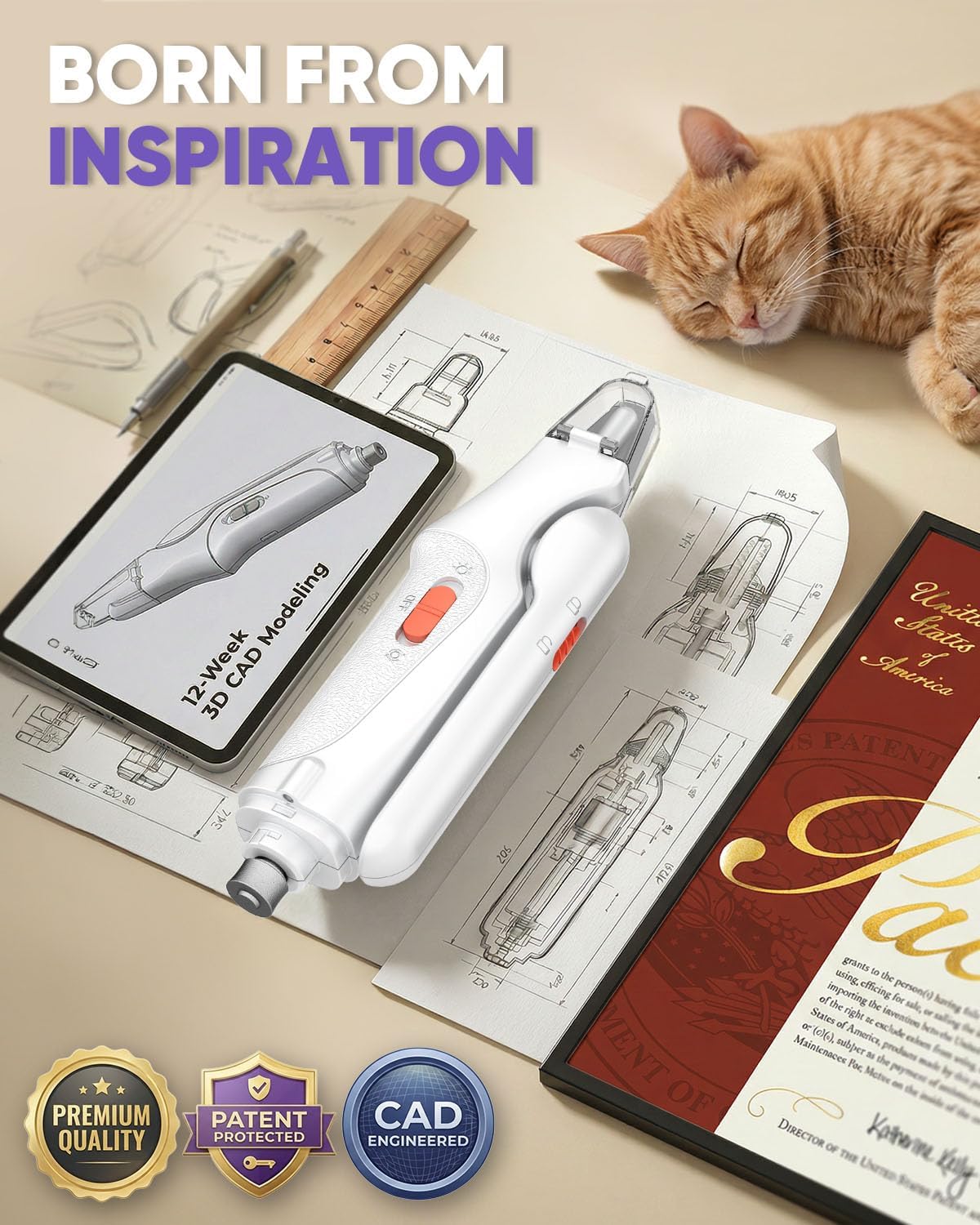 CATPICK 2-in-1 Cat & Dog Nail Clippers with Grinder and Dual LED Lights – Replace Two Tools with a Single Streamlined Device