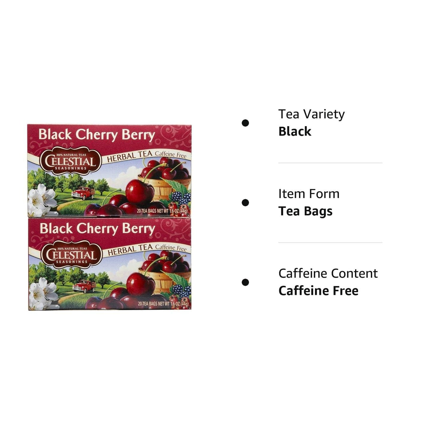 Celestial Seasonings Black Cherry Berry Family Tea Bags – Wholesome All-Natural Beverage for the Family Pantry, Pack of 2