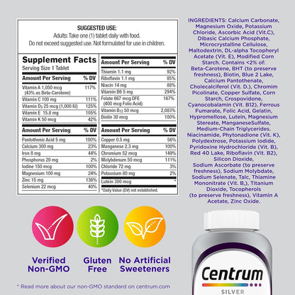 Centrum Silver Women's 50 Plus Multivitamin – Travel Supplement Pouch Essential for Working Women, 6-Month Bottle - 200 Ct