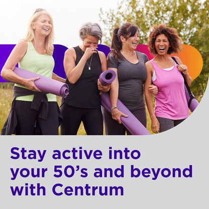 Centrum Silver Women's 50 Plus Multivitamin – Travel Supplement Pouch Essential for Working Women, 6-Month Bottle - 200 Ct