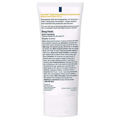 CeraVe 100% Mineral Sunscreen SPF 50 – Morning Skincare Ritual for Sensitive Skin, Ceramide Hydrating Face SPF