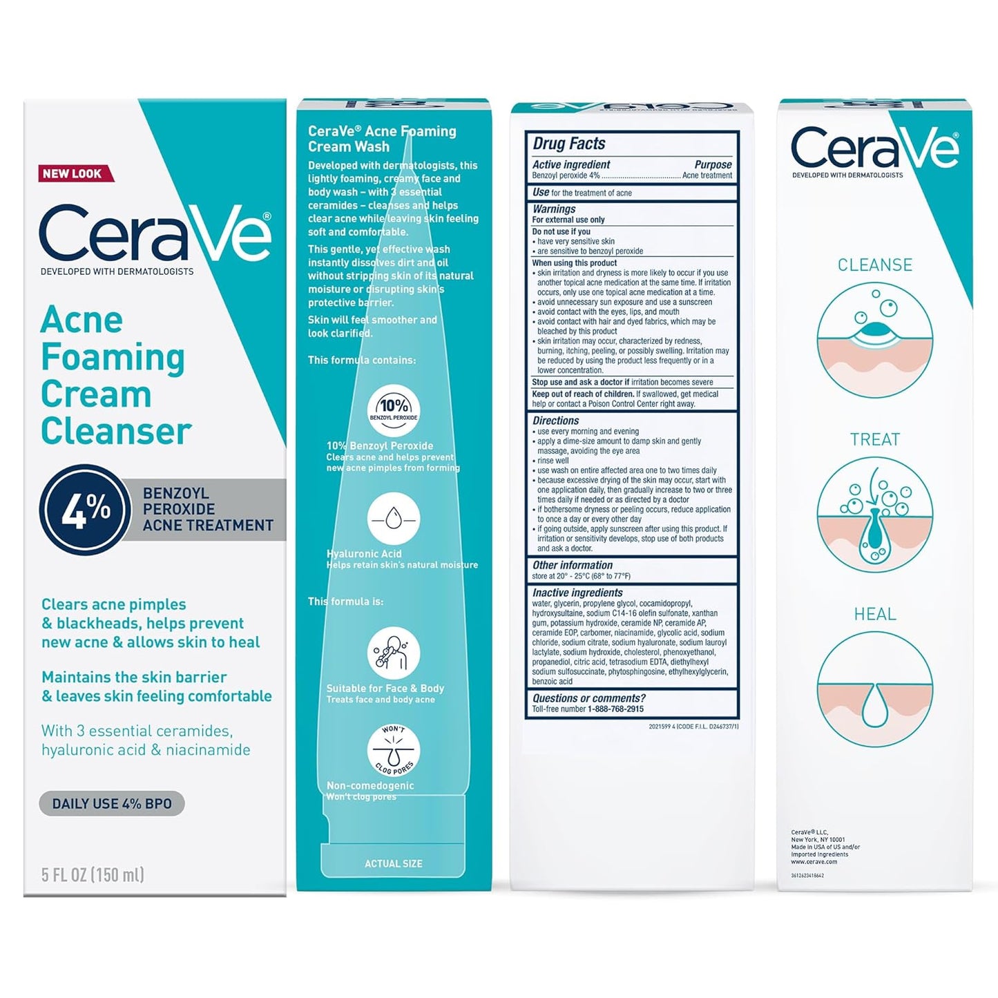 CeraVe Acne Foaming Cream Cleanser, Gentle Benzoyl Peroxide Wash for Mindful Self-Care Evenings
