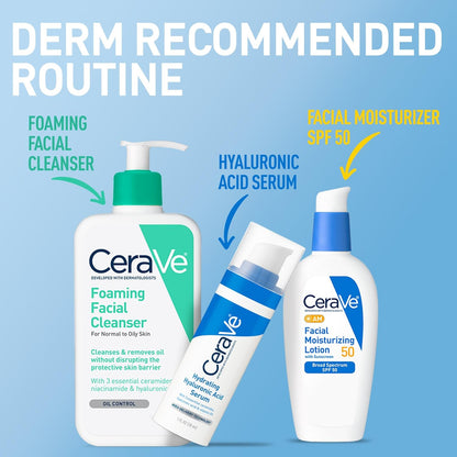 CeraVe AM Moisturizer with SPF 50 – Non-Comedogenic, Fragrance-Free Safety for Sensitive Skin