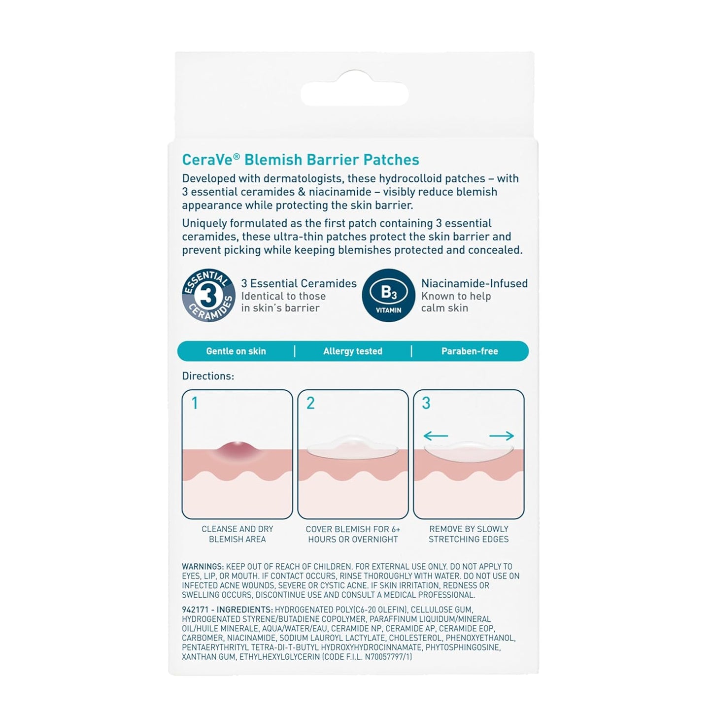 CeraVe Blemish Barrier Patches for Sensitive Skin, Wind-Down Skincare Essential for a Mindful Evening Routine