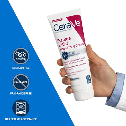 CeraVe Eczema Relief Moisturizing Cream – Clean Beauty Staple for a Simple Sensitive Skin Routine, 8oz