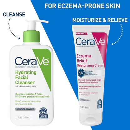 CeraVe Eczema Relief Moisturizing Cream – Clean Beauty Staple for a Simple Sensitive Skin Routine, 8oz