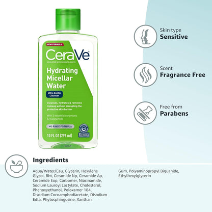 CeraVe Fragrance-Free Micellar Cleanser – Kid-Safe Makeup Remover for Family Bathrooms