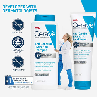 CeraVe Hydrating Dandruff Shampoo – Mindful Wash Day Care for Sensitive, Flake-Prone Scalps