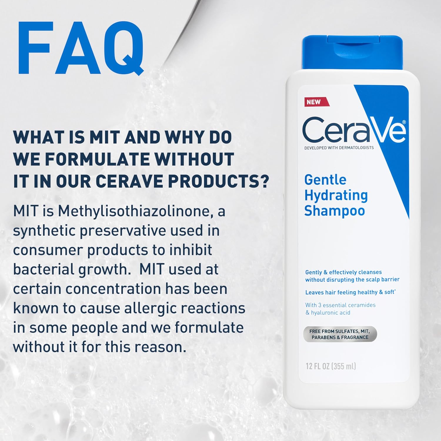 CeraVe Hydrating Shampoo – Mindful Self-Care Shower Essential with Ceramides and Niacinamide for Reactive Scalps