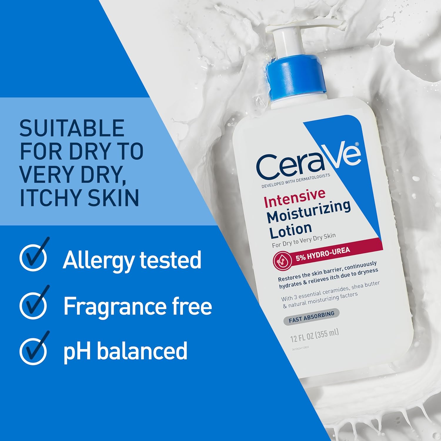 CeraVe Hydro-Urea Body Lotion – Calming Post-Shower Hydration for Stressed, Sensitive Skin
