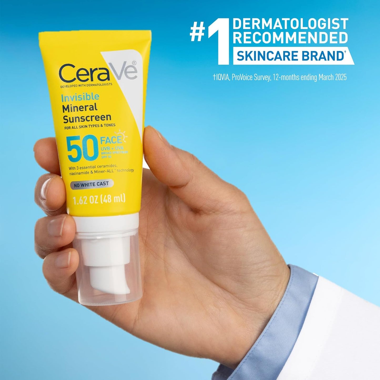 CeraVe Invisible Mineral Sunscreen SPF 50 – Barrier-Repair Daily Ritual for Sensitive Skin