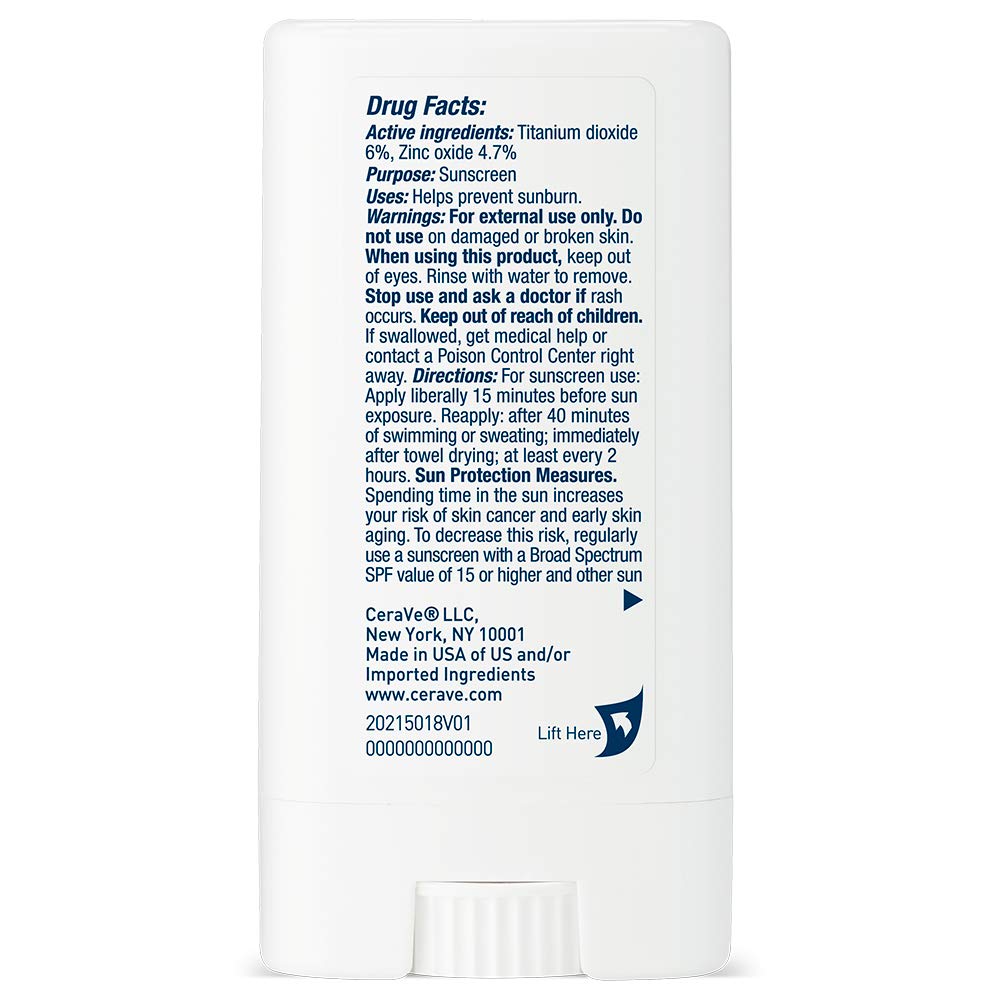 CeraVe Mineral Sunscreen Stick SPF 50 – Gentle Family SPF for Kids' Park Days & Field Trips
