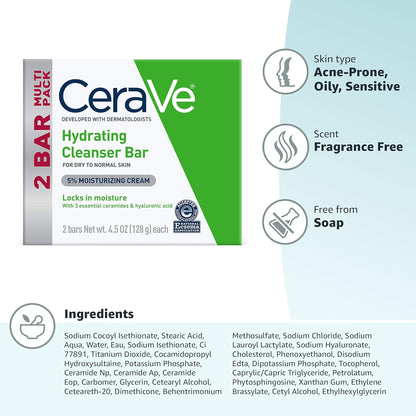 CeraVe Minimalist Moisturizing Bar – Clean-Line Cleanser for Simplified Skincare Routines