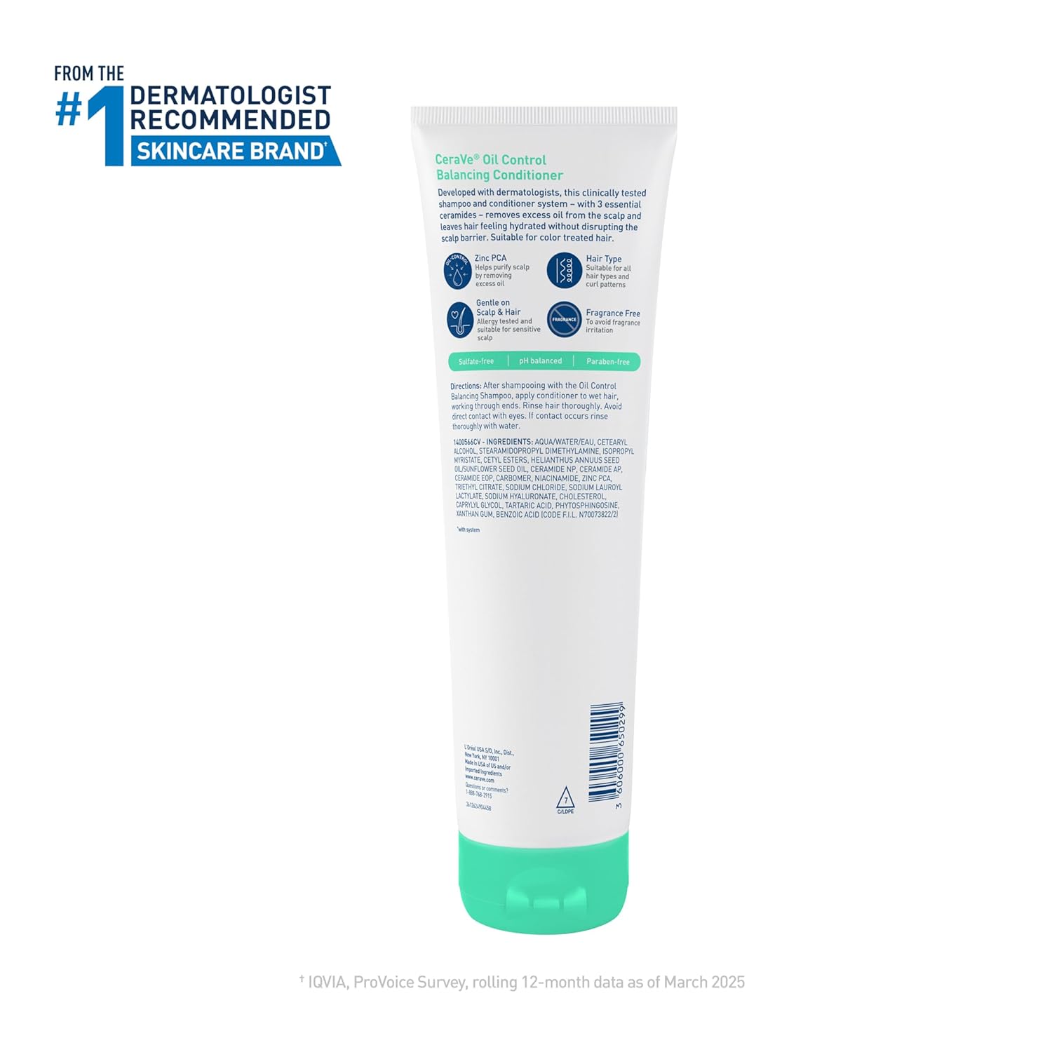 CeraVe Oil Control Balancing Conditioner – Fragrance-Free Sensitive Scalp Treatment for At-Home Spa Night