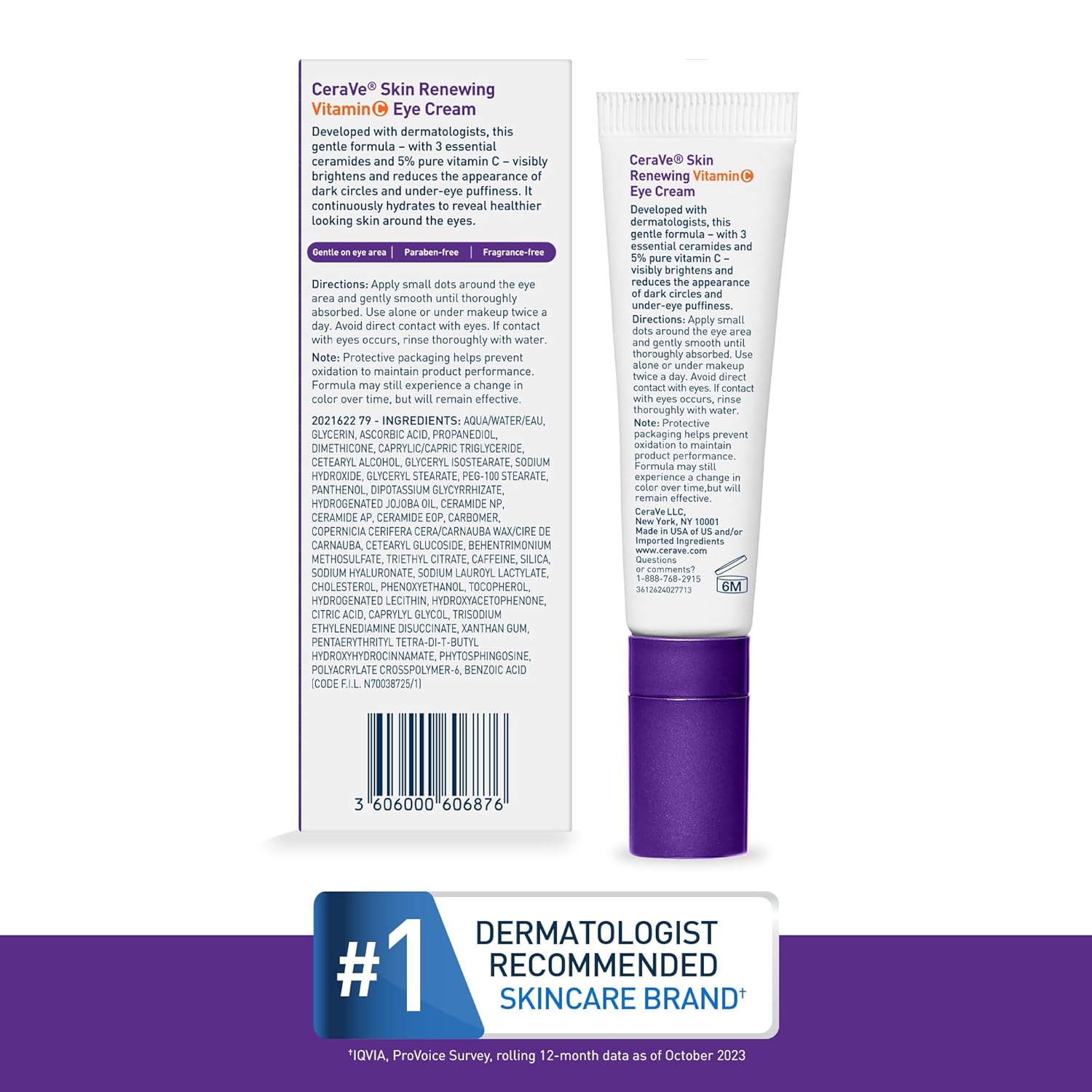 CeraVe Skin Renewing Vitamin C Eye Cream – Mindful Under-Eye Treatment for Dark Circles and Morning Puffiness
